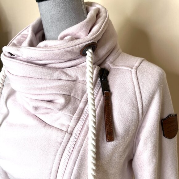 Wanakome Sweatshirt Size XS Pink Wide Collar High Neck Jacket Zip Up Warm Winter - Picture 4 of 15